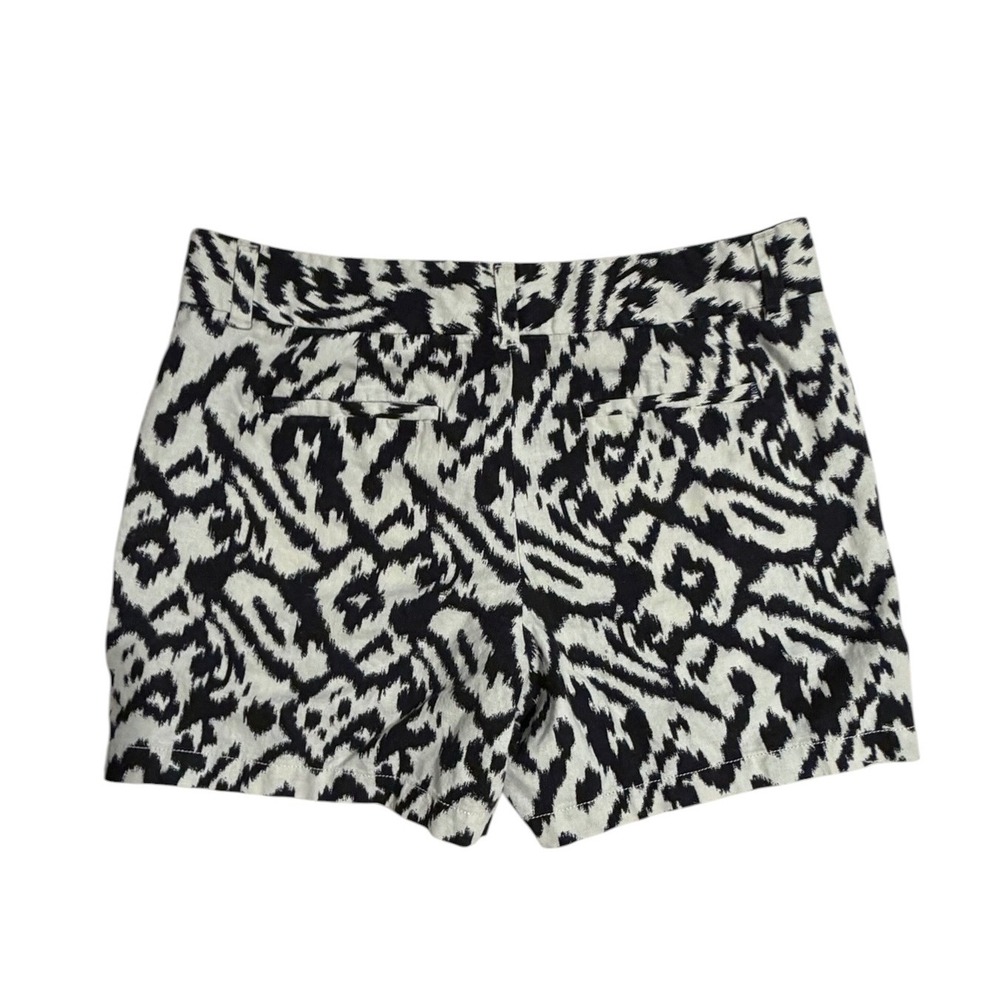 LOFT Womens Black White Ikat Abstract Print Linen Cotton Shorts Size 10 - Picture 2 of 9